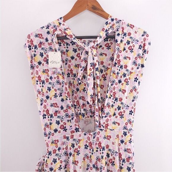 Free People NWT Vibe Check Wide Leg Jumpsuit Tea Ditsy Shell Combo Floral Small - Picture 10 of 11